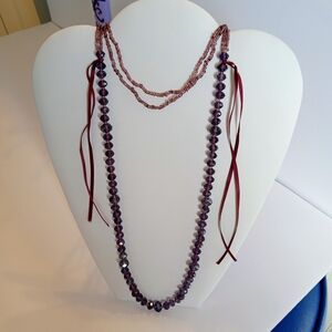 VTG 70s Boho Art Deco Shiny Deep Purple Satellite Shaped Beads Tiny Seed Beads